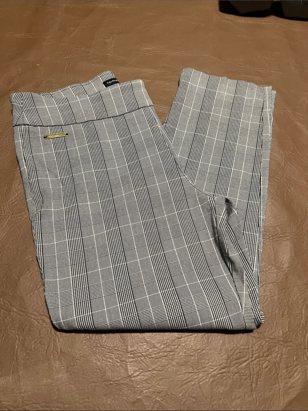 Womens Gray Glen Plaid Dress Pants